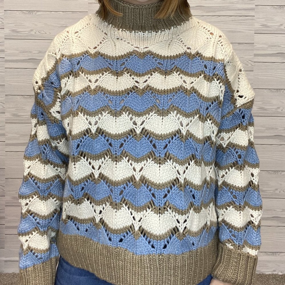 Wave Mock Neck Sweater - Taupe - Picture 2 of 2